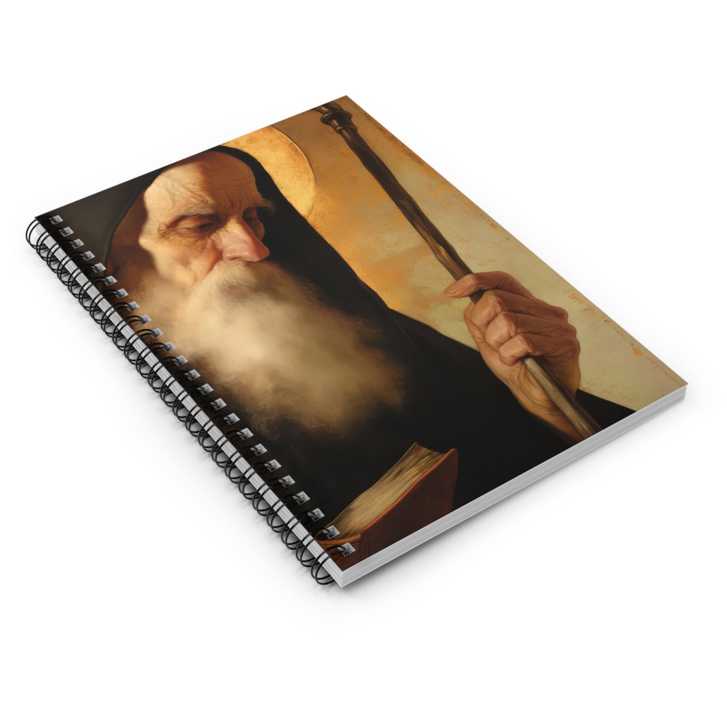 Saint Benedict  - Sanctified Souls Art - Religious Based Notebook - Spiral Notebook - Prayer journal