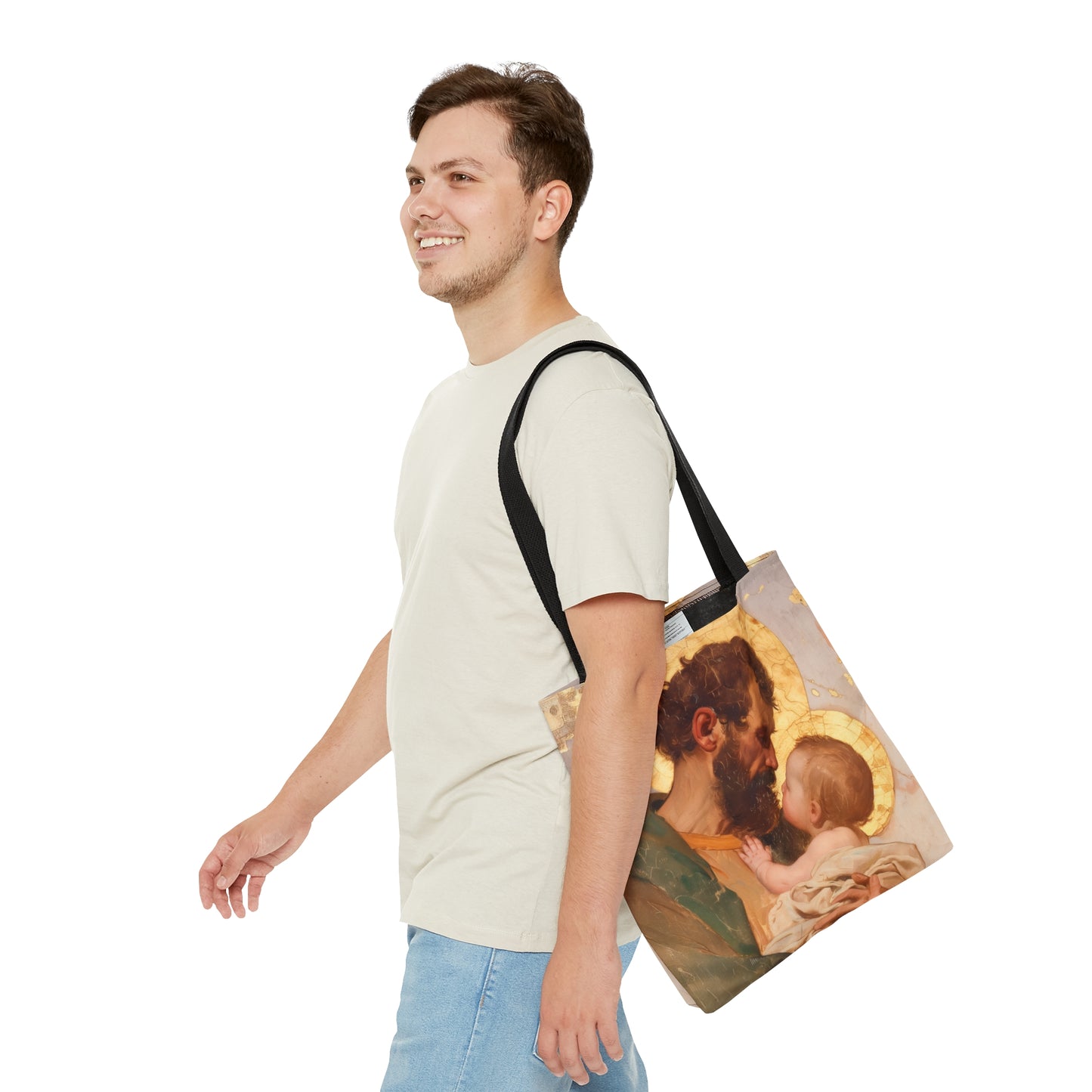 Saint Joseph, Pillar of the Holy Family - Tote Bag - Large Medium Small Faith Art Bag - Catholic Faith Purse - Double Sided