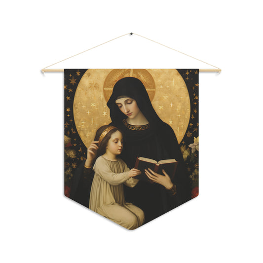 Saint Marcellina Wall Banner / Wall Hanging / Pennant - Unique Religious Art for your home - Prayer room - Catholic Home Art - 18" x 21"