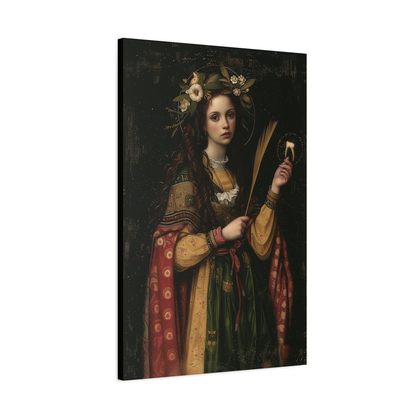 Saint Apollonia - Museum Wrapped Canvas - Print - Religious Art for your Home - Catholic art print - prayer room art