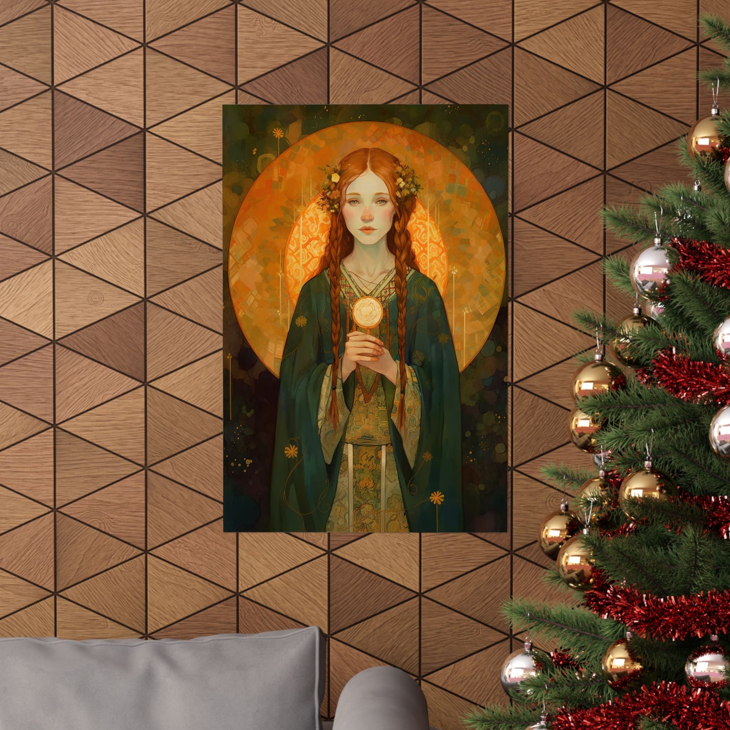 Saint Brigid of Ireland - Sanctified Souls Print - Multiple Sizes - Premium Matte Vertical Posters