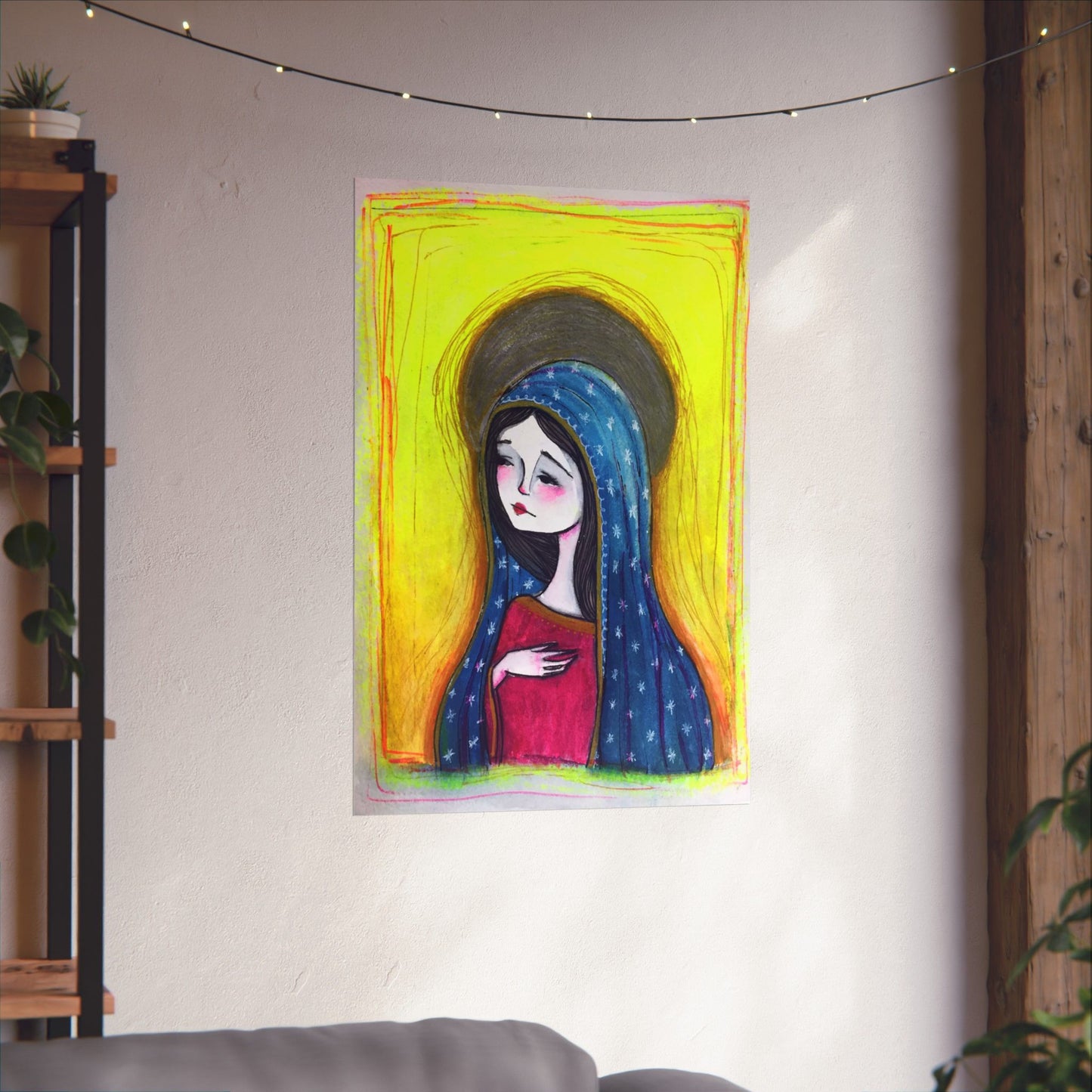 Our Lady of Guadalupe Poster Print - Hand-Drawn Catholic Art Print | Marian Devotional Wall Art | Sanctified Solocosmo Religious Poster