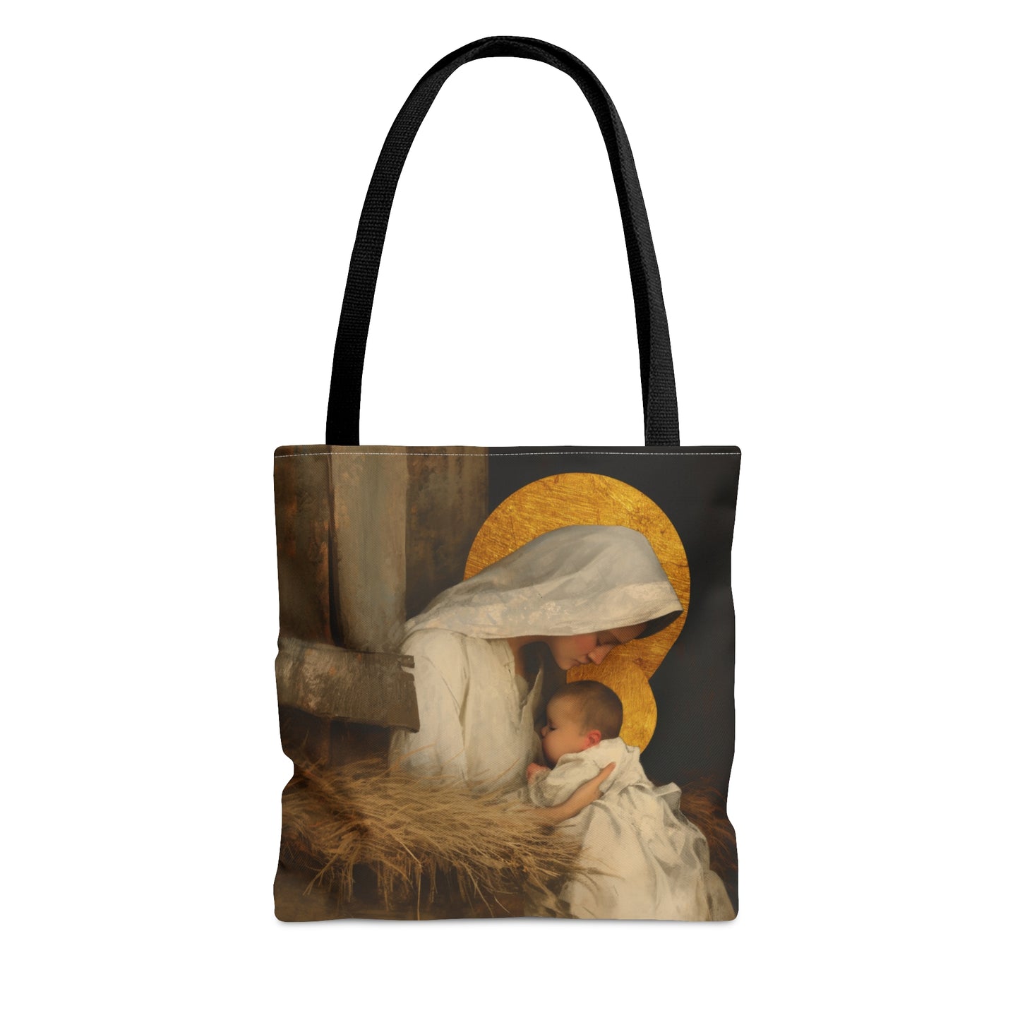 Our Lady of the Manger - Mother Mary and the Christ Child - Tote Bag - Large Medium Small Faith Art Bag - Catholic Faith Purse