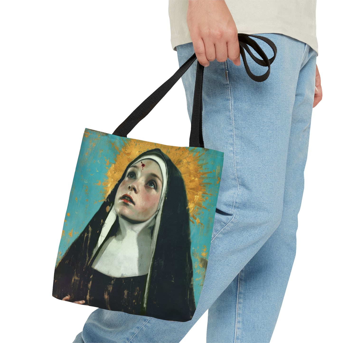 Saint Rita of Cascia Tote Bag - Large Medium Small Faith Art Bag - Catholic Faith Purse - Double Sided - Religious Art Purse
