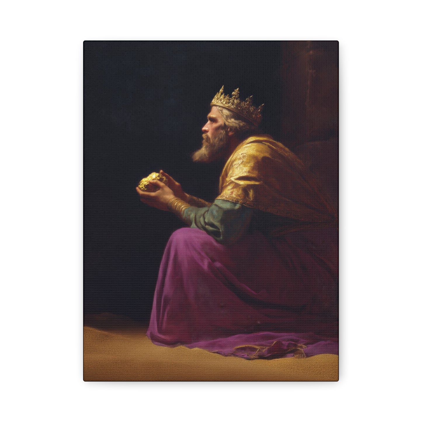 Melchior and the Gift Fit for a King - 3 Wise Men - Gallery Wrapped Canvas - Print - Religious Art for your Home - Catholic