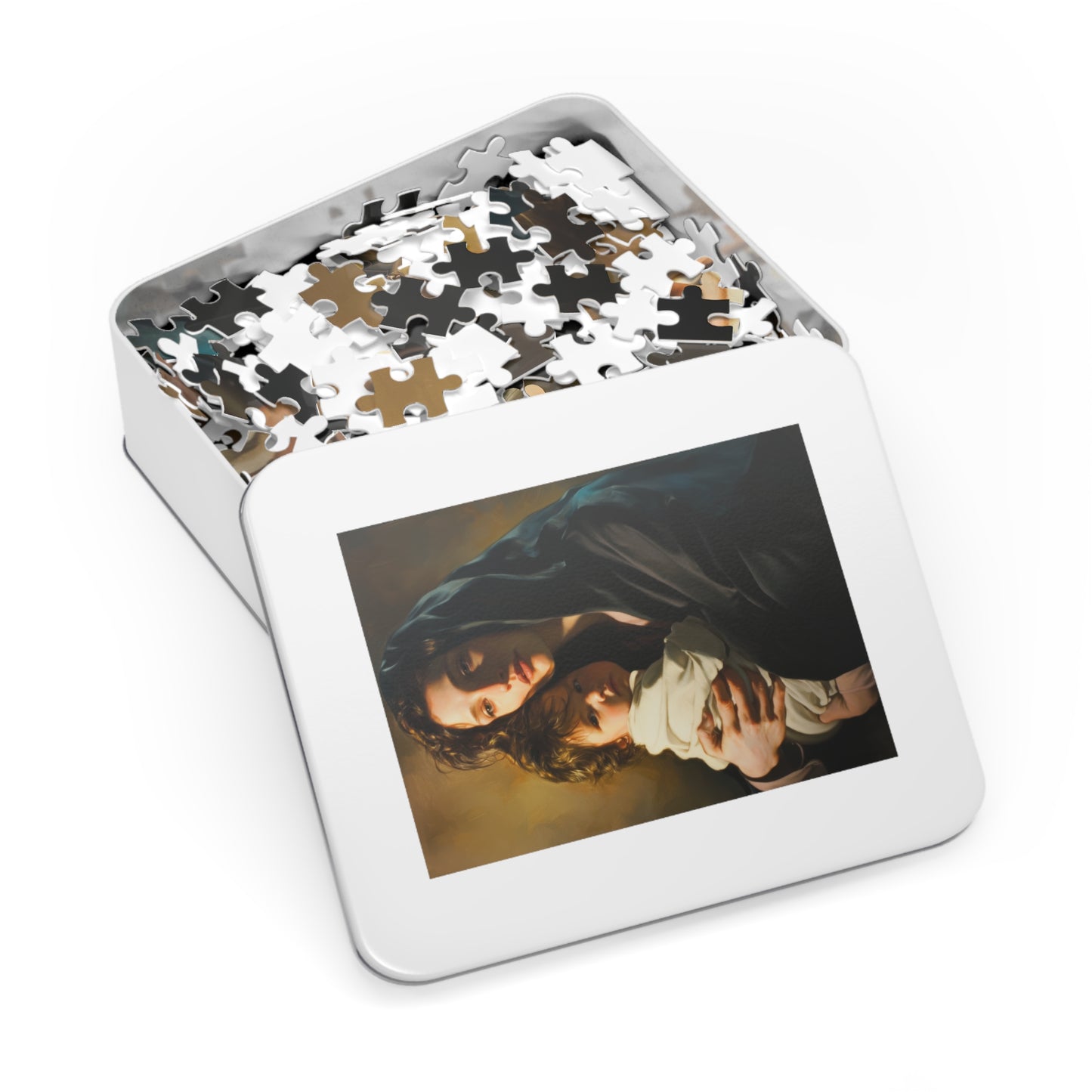 A mother's Gentle Embrace - Mary and The Christ Child - Puzzle and Keepsake Tin - Religious (30, 110, 252, 500,1000) - Catholic Families
