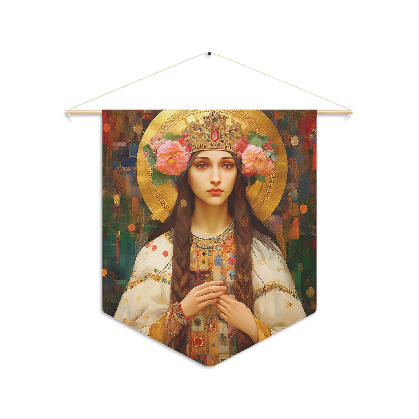 Saint Elizabeth of Hungary Wall Banner / Wall Hanging - Prayer room art - Catholic Home Art - Large Saint Art for your home - 18" x 21"
