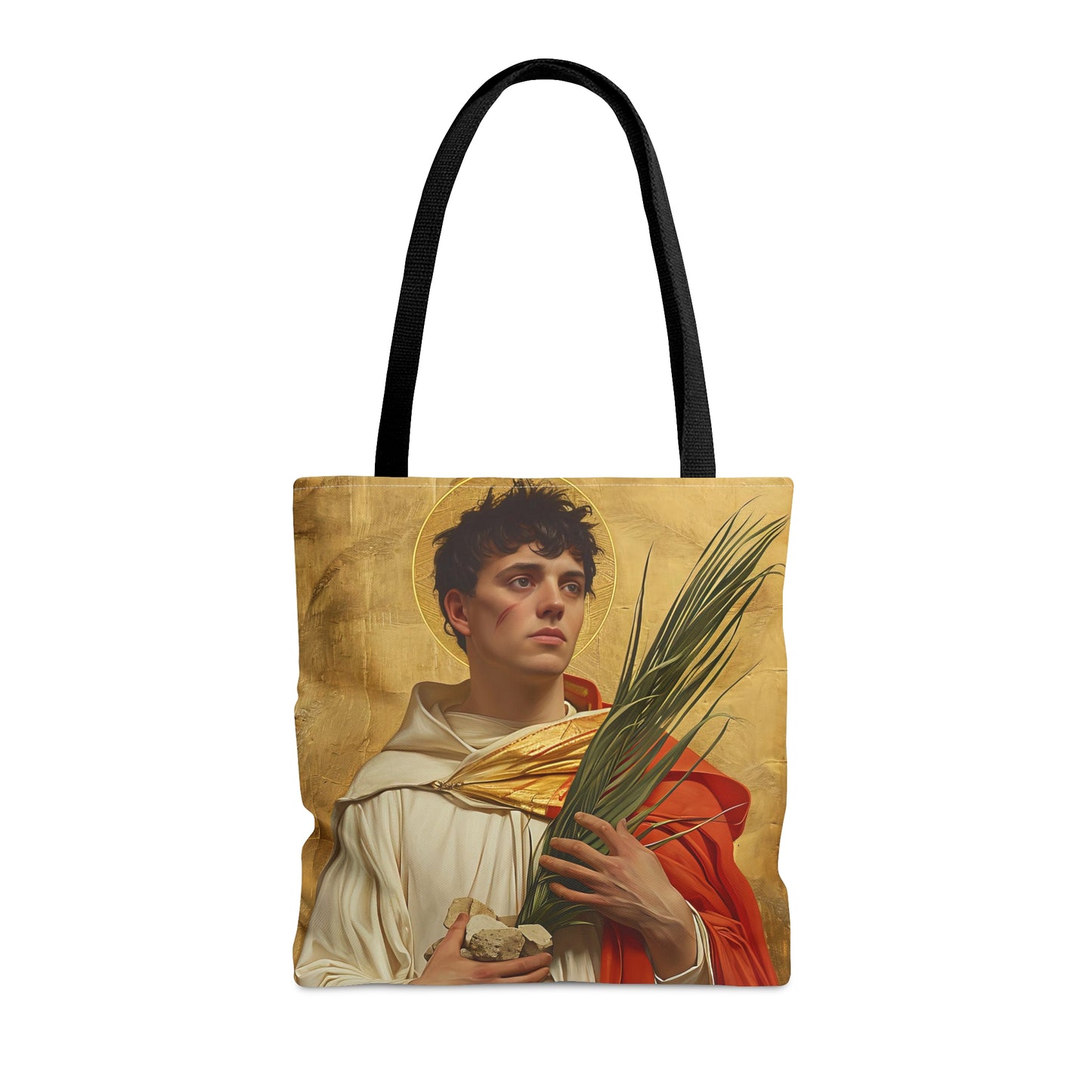 Saint Stephen Tote Bag - Large Medium Small Faith Art Bag - Re usable Tote Purse - Double Sided - Catholic Art Bag