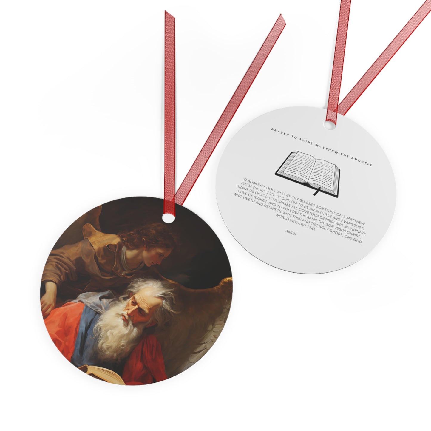 Saint Matthew the Apostle Metal Ornament - Religious Holiday Christmas Ornament and Keepsake - Double sided Keepsake Religious Ornament