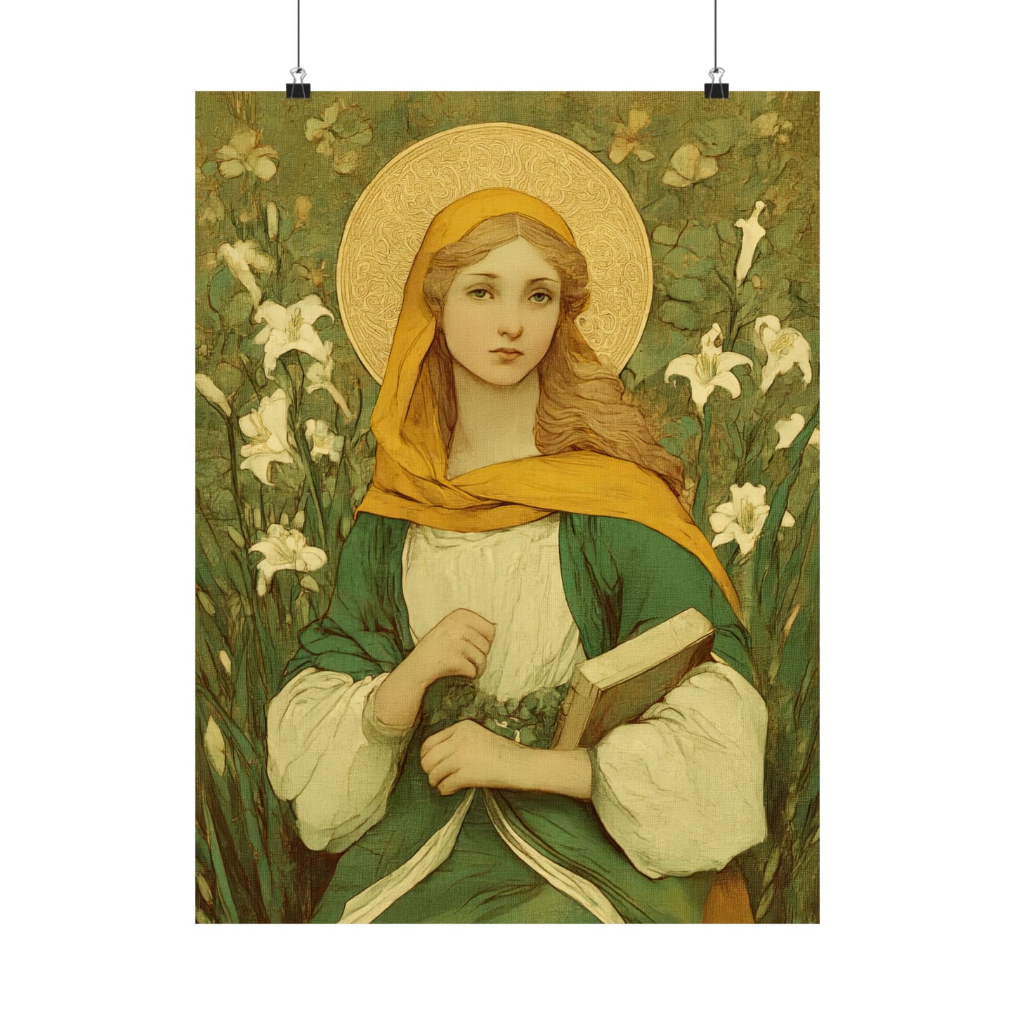 Saint Dymphna - Sanctified Souls Print - Multiple Sizes - Premium Matte Vertical Posters - Catholic