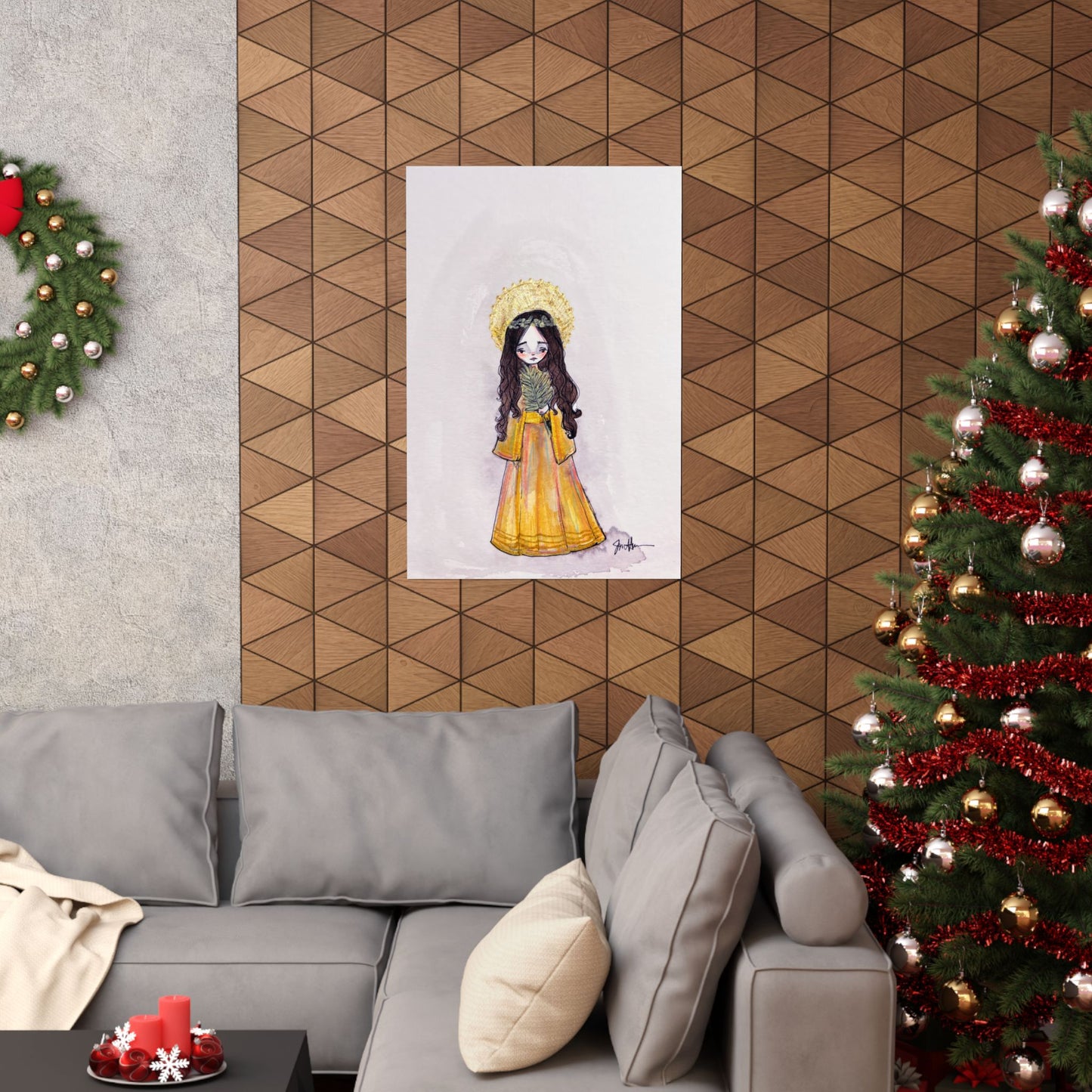 Saint Charity Poster - Hand-Drawn Art | Catholic Art Print | Faith Hope and Charity Youngest Sister | Devotional Wall Art
