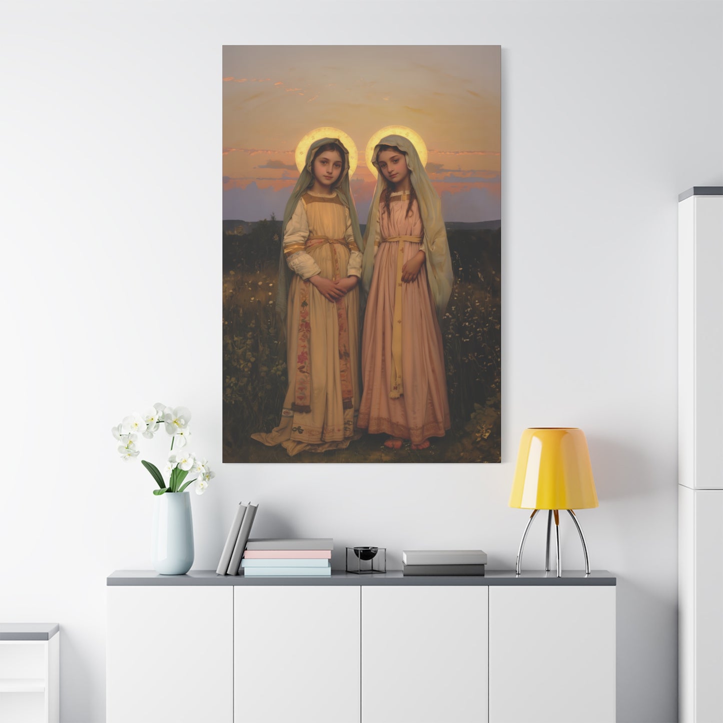 Saints Nunilo and Alodia - Museum Wrapped Canvas - Print - Religious Art for your Home - Christian print - Prayer Room Catholic Saint