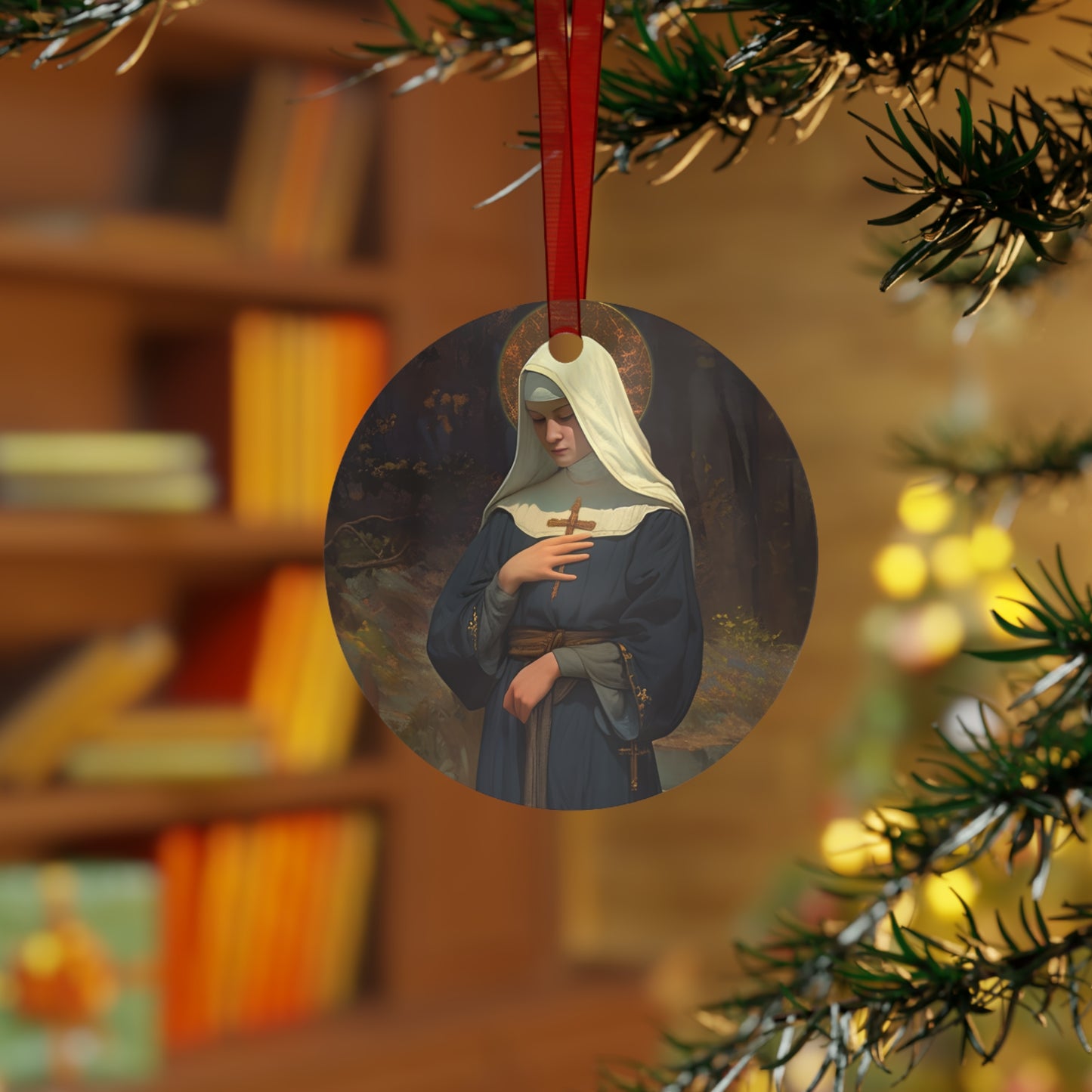 Saint Modwenna Metal Ornament - Religious Holiday Christmas Ornament and Keepsake - Catholic Religious Keepsake