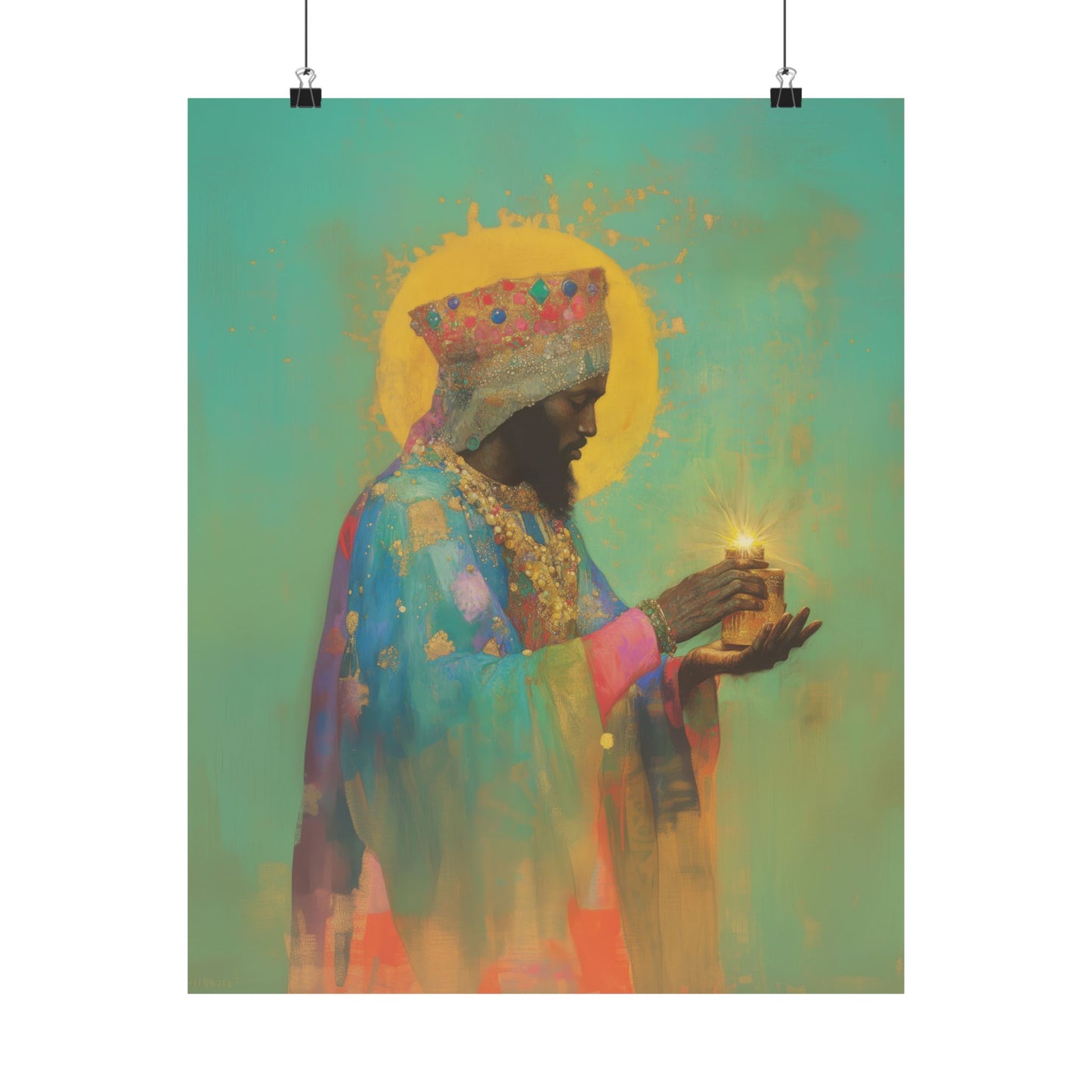 Balthazar and the Gift of Foretold Sorrow - 3 Wise Men - Sanctified Souls Print - Multiple Sizes - Premium Matte Vertical Posters