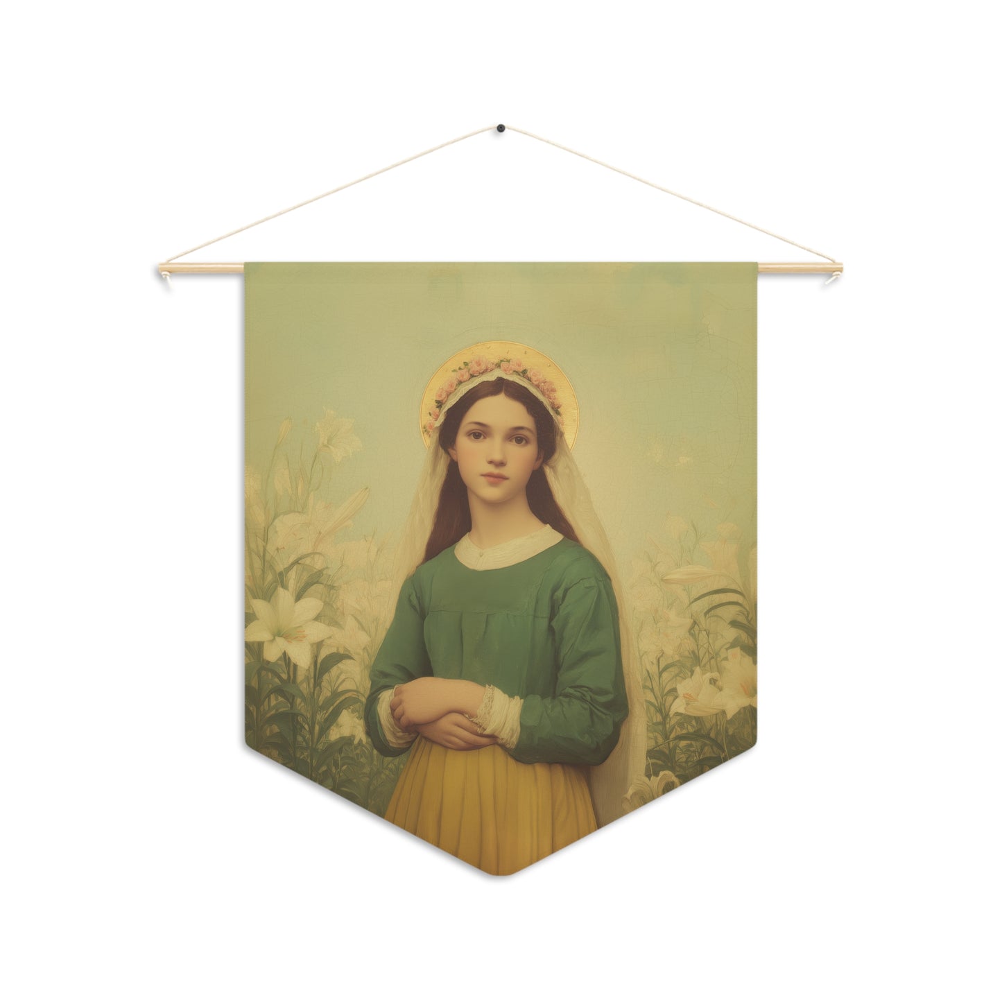Saint Maria Goretti  Pennant / Banner / Wall Hanging - Prayer room art - 18" x 21" - Catholic - Large Banner