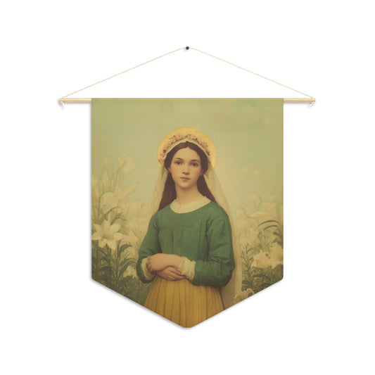 Saint Maria Goretti  Pennant / Banner / Wall Hanging - Prayer room art - 18" x 21" - Catholic - Large Banner