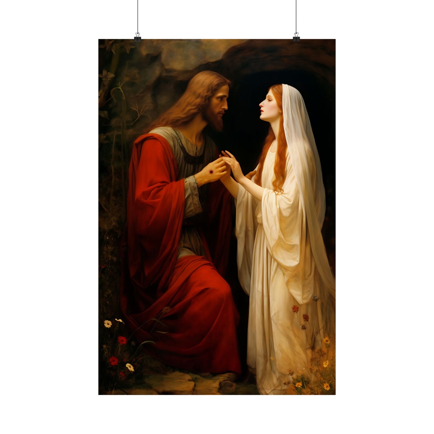 Revelation of Redemption: Mary Magdalene and the Risen Christ - Sanctified Souls Print - Multiple Sizes - Premium Matte Vertical Posters