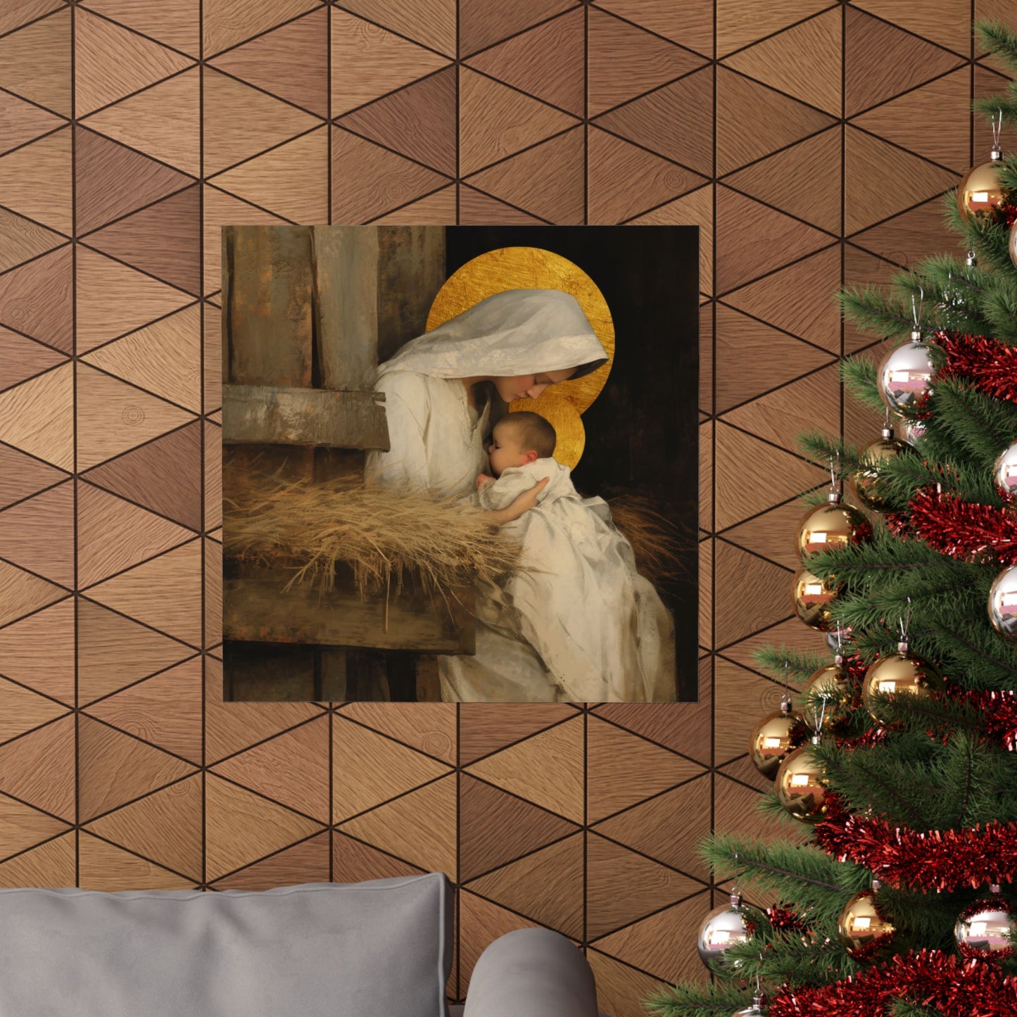 Our Lady of the Manger - Mother Mary and the Christ Child - Sanctified Souls Print - Multiple Sizes - Premium Matte Vertical Posters