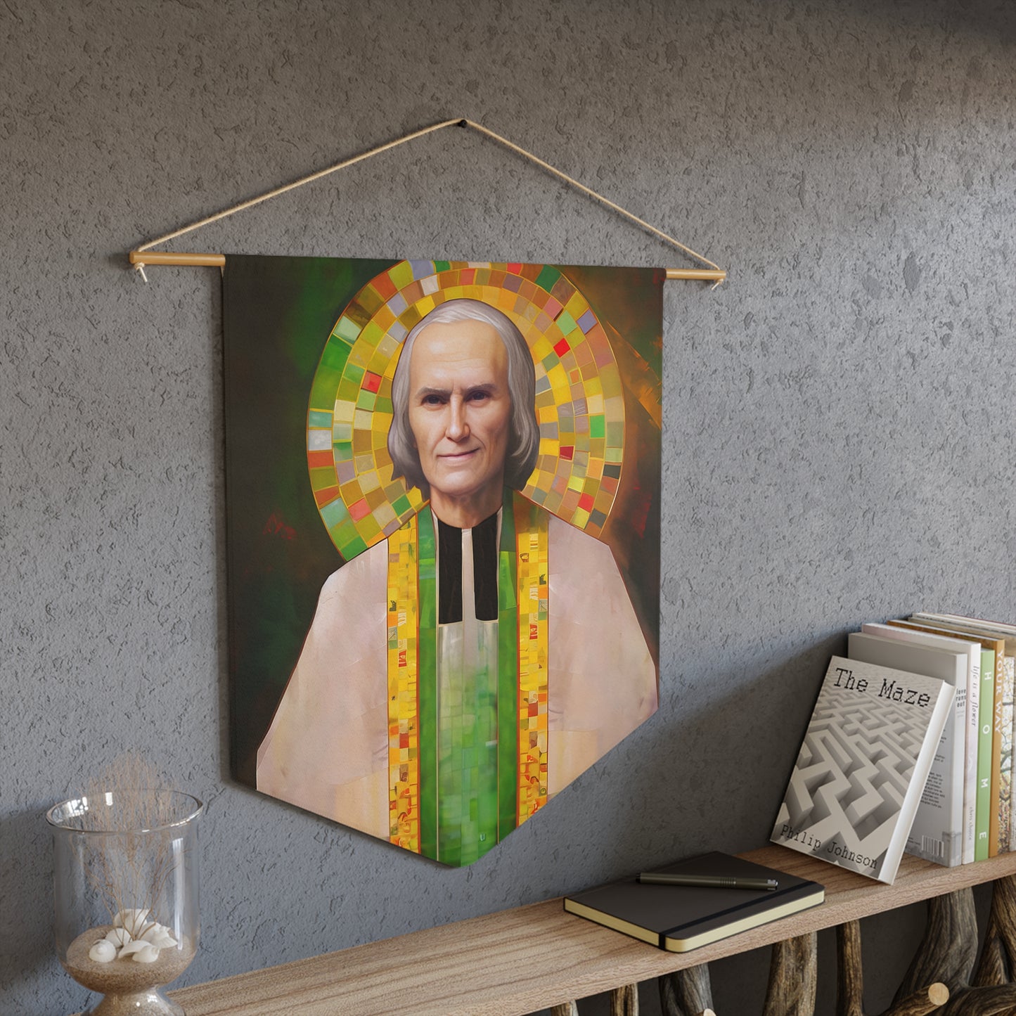 Saint John Vianney Wall Banner / Wall Hanging / Pennant - Prayer room - Catholic Art - Saint Art - Large Saint Print - 18" x 21"