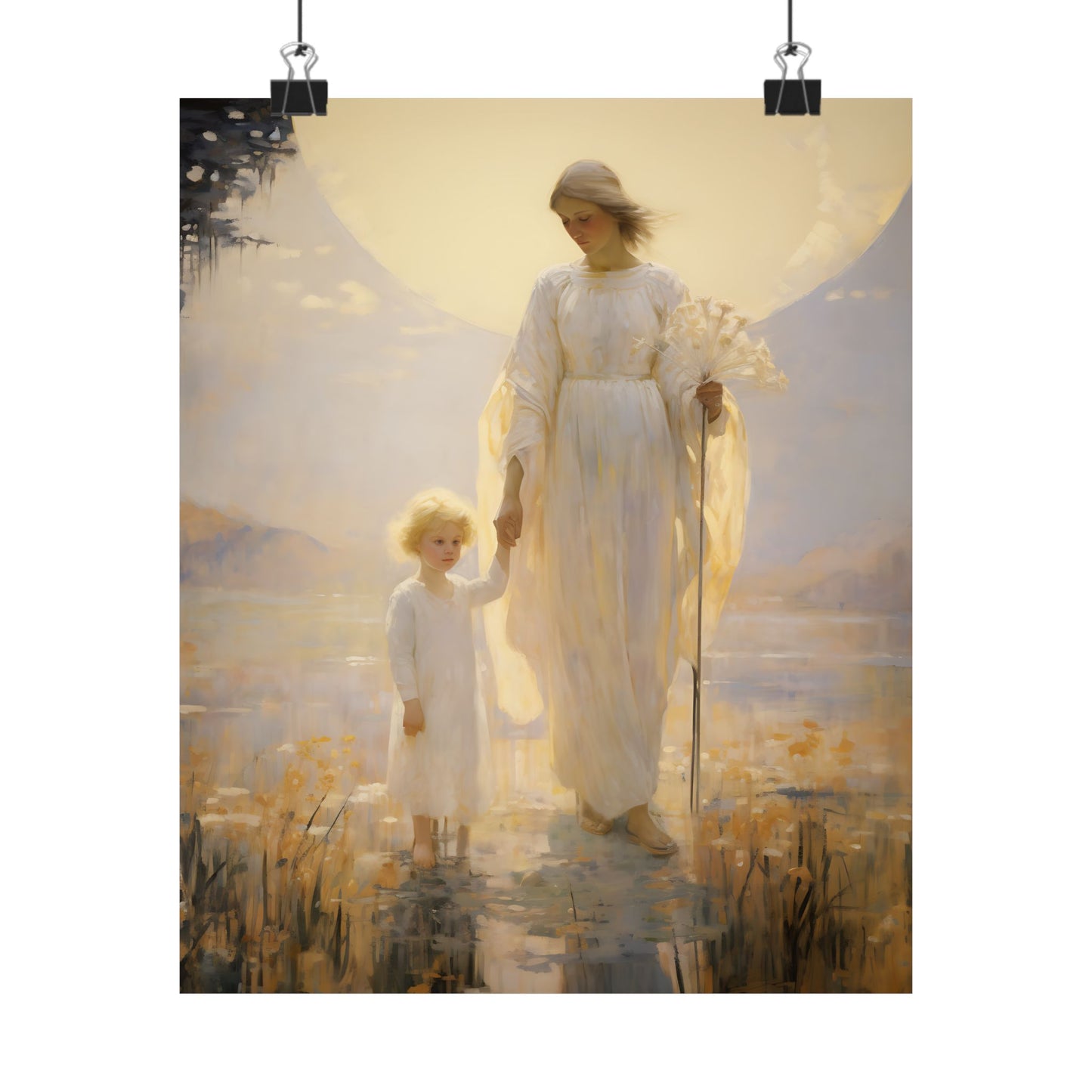 Serenity in Motherhood Print - Sanctified Souls Print - Multiple Sizes - Matte Poster - Mother's Print - Art for Nursery - Mother & child