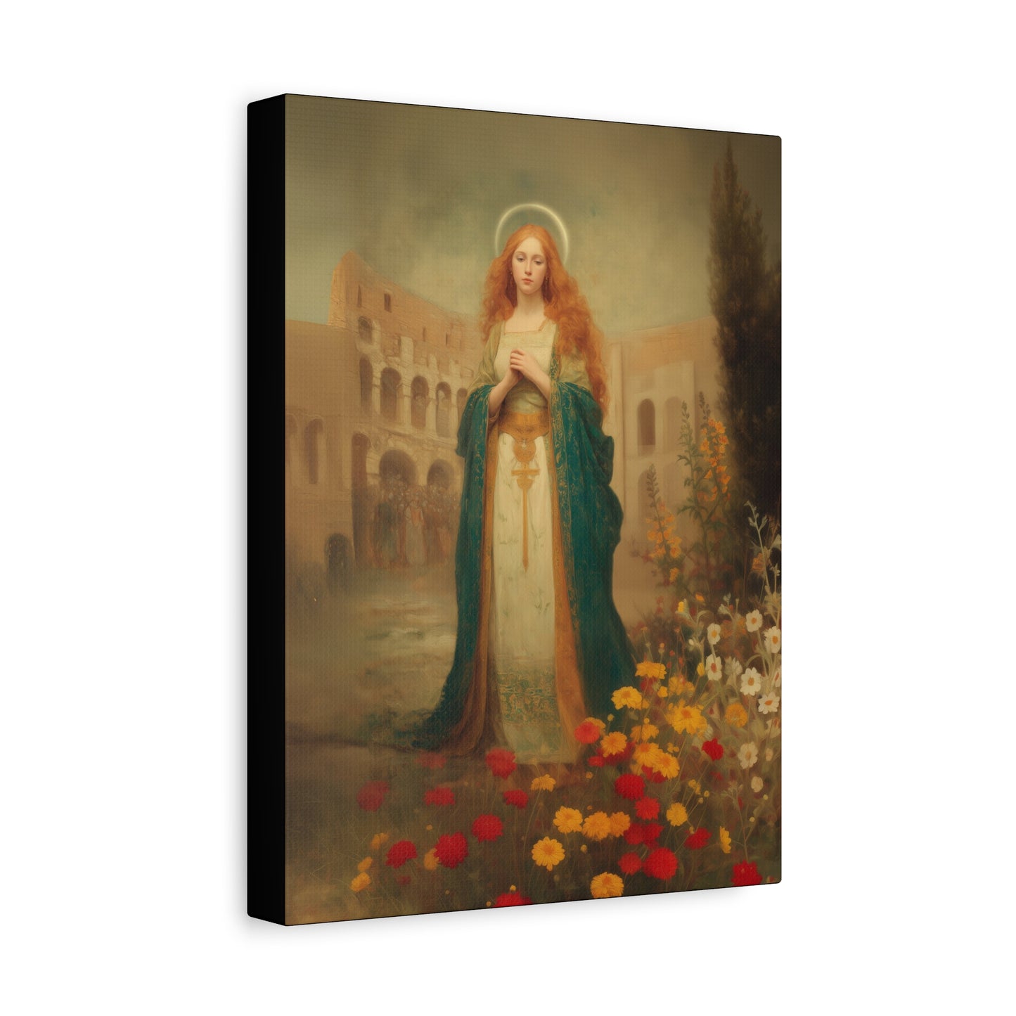 Saint Justina - Multiple Sizes - Catholic Home art - Museum Wrapped Canvas - Sanctified Souls Print - Catholic Martyr Art