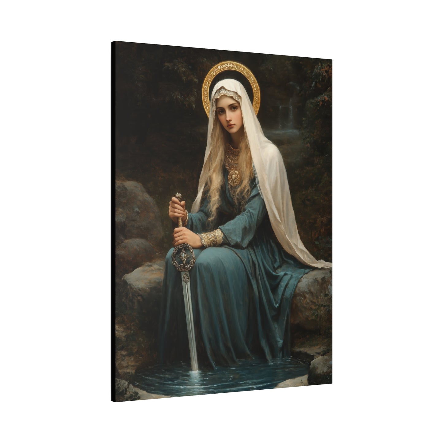 Saint Winifred - Museum Wrapped Canvas - Print - Religious Art for your Home - Christian print - Prayer Room Art - Catholic