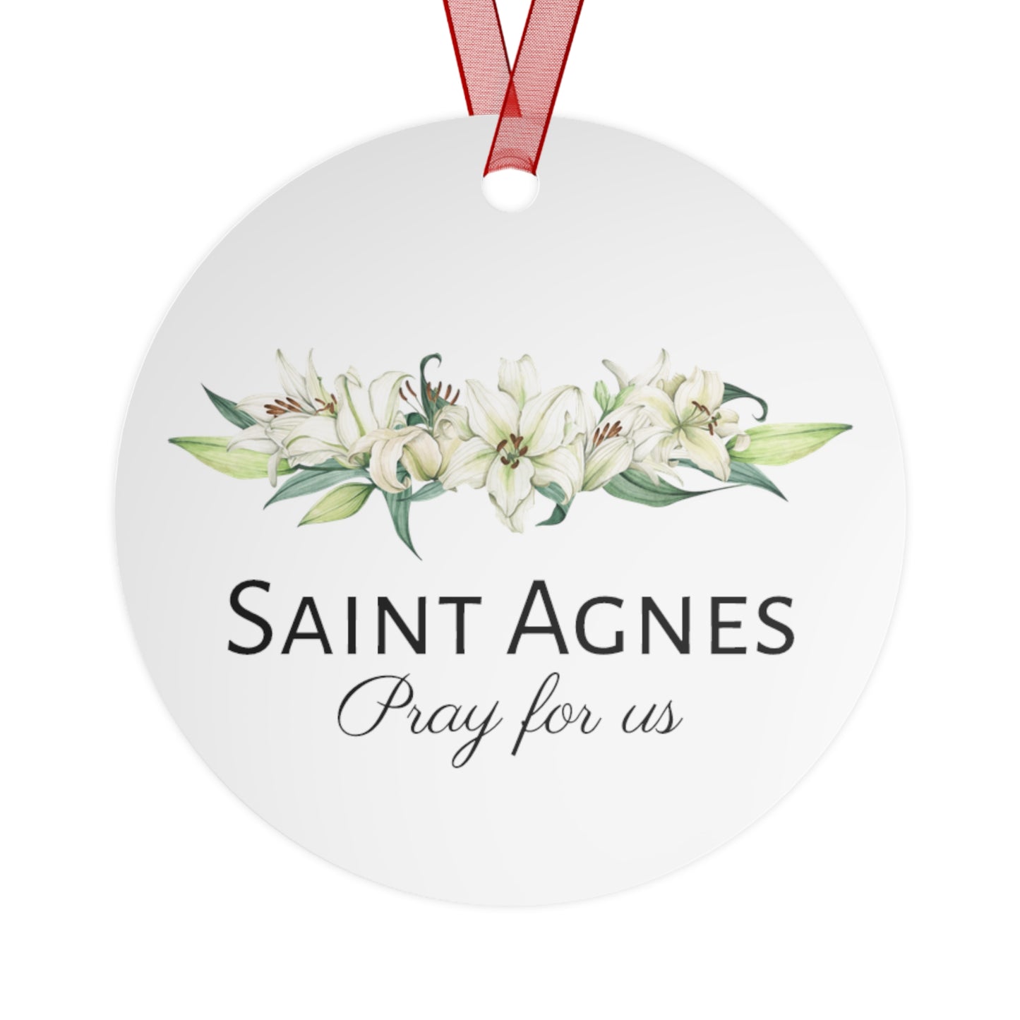Saint Agnes Metal Ornament - Religious Holiday Christmas Ornament and Keepsake - Prayer Ornament