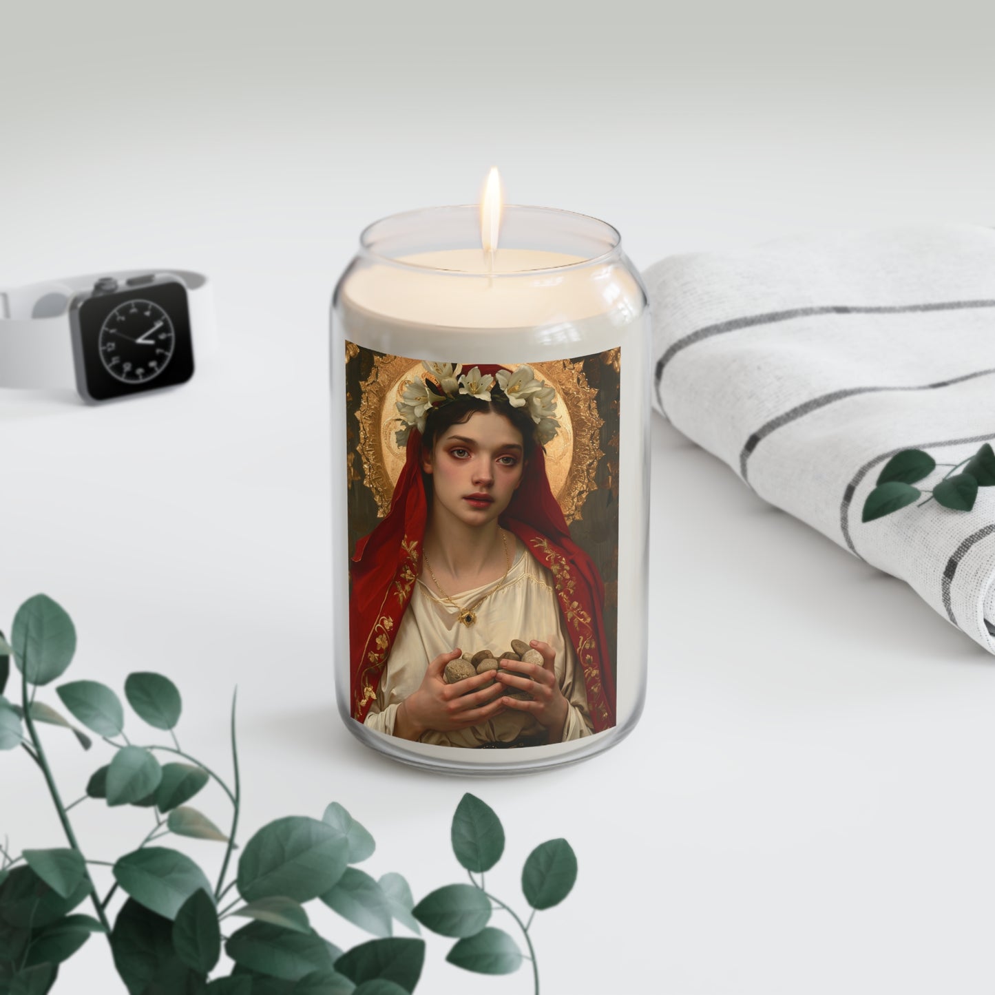 Saint Emerentiana - Scented Prayer Candle, 13.75oz - Tall Size - Religious Prayer Candle - Catholic Art - Small gift for Catholics