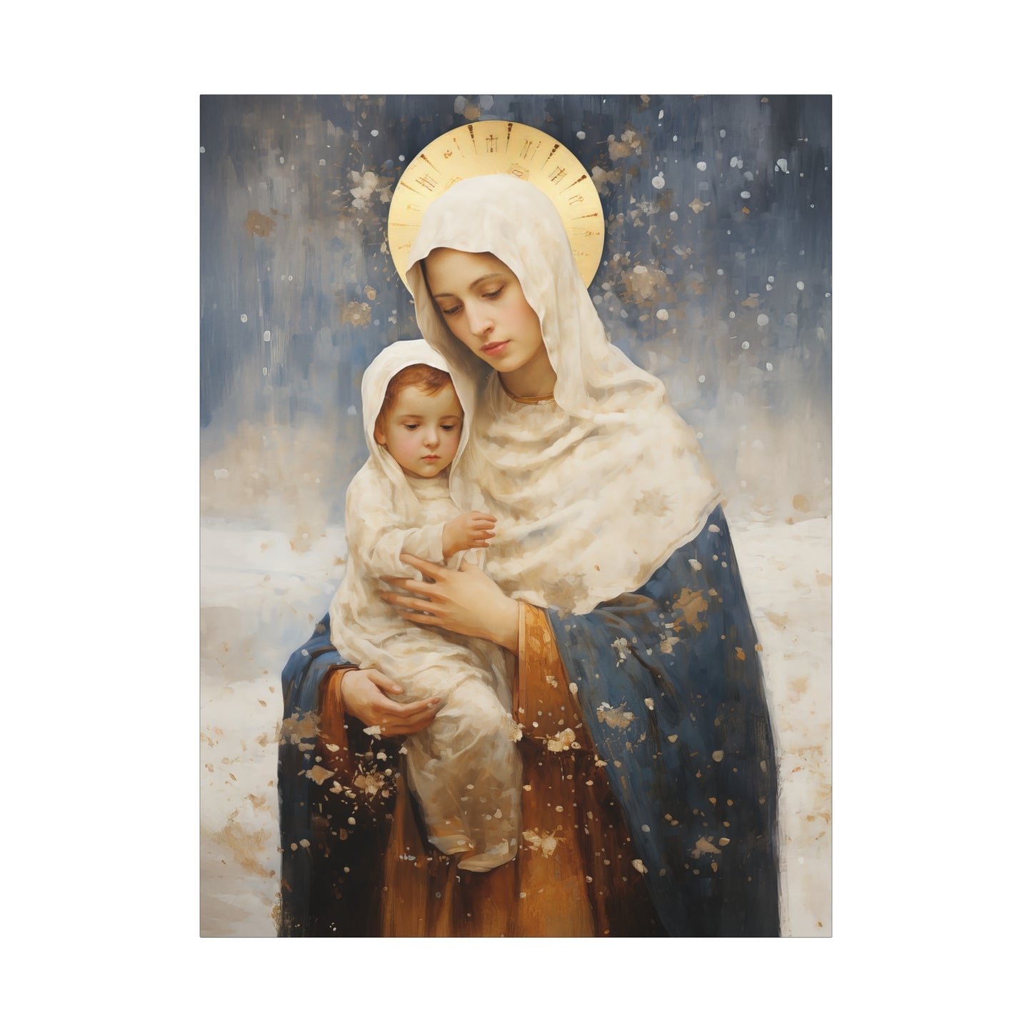 Winter's Grace : Our Lady of the Snows Canvas Print - Multiple Sizes - Catholic Home art - Gallery Wrapped Canvas - Sanctified Souls Print