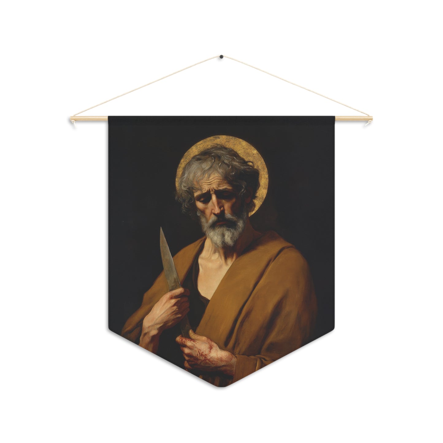 Saint Bartholomew the Apostle Pennant / Banner / Wall Hanging - Prayer room art - 18" x 21" - Catholic prayer Religious - Large Print