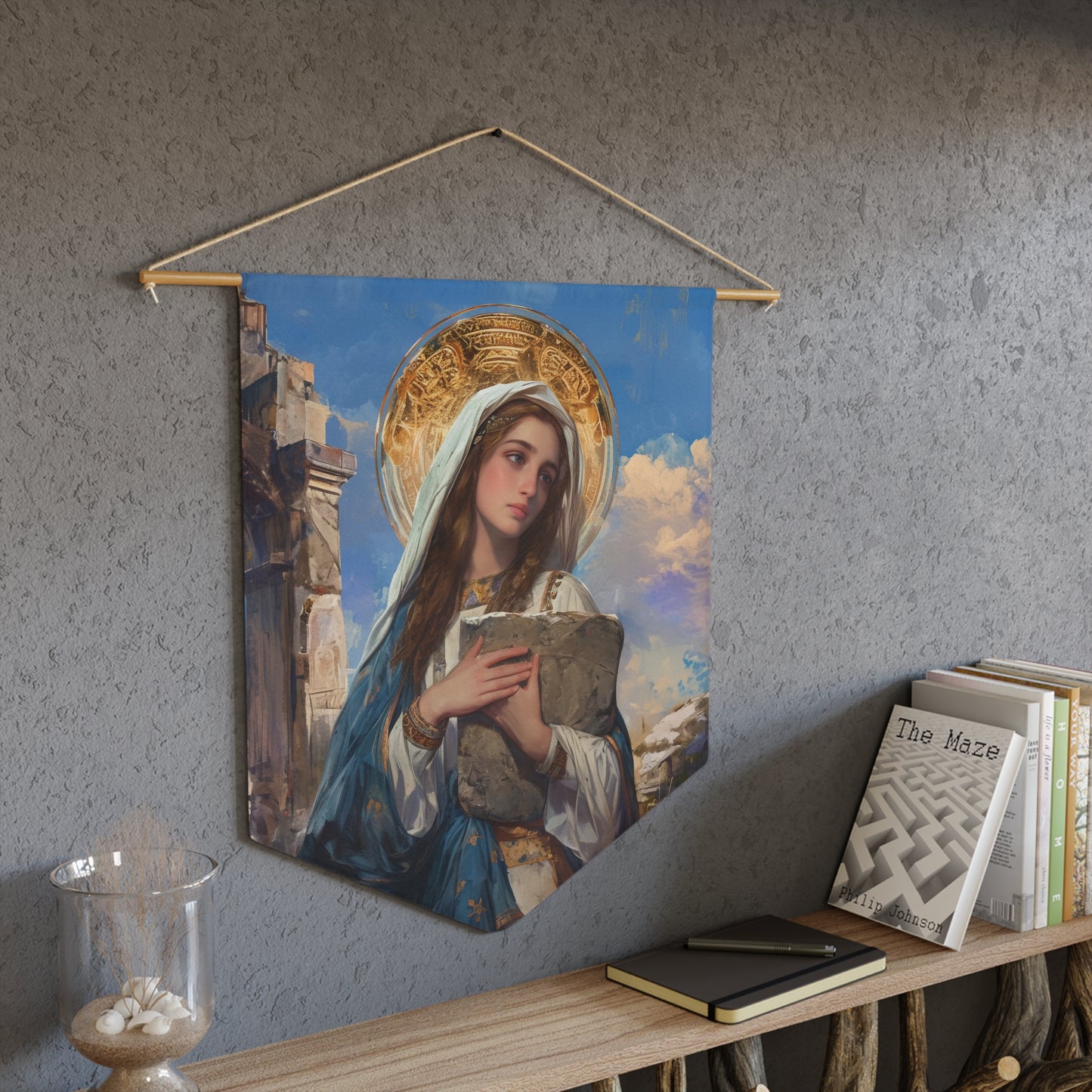 Saint Euphrasia of Constantinople Wall Banner / Wall Hanging - Prayer room art - Catholic Home Art - Large Saint Art - 18" x 21"