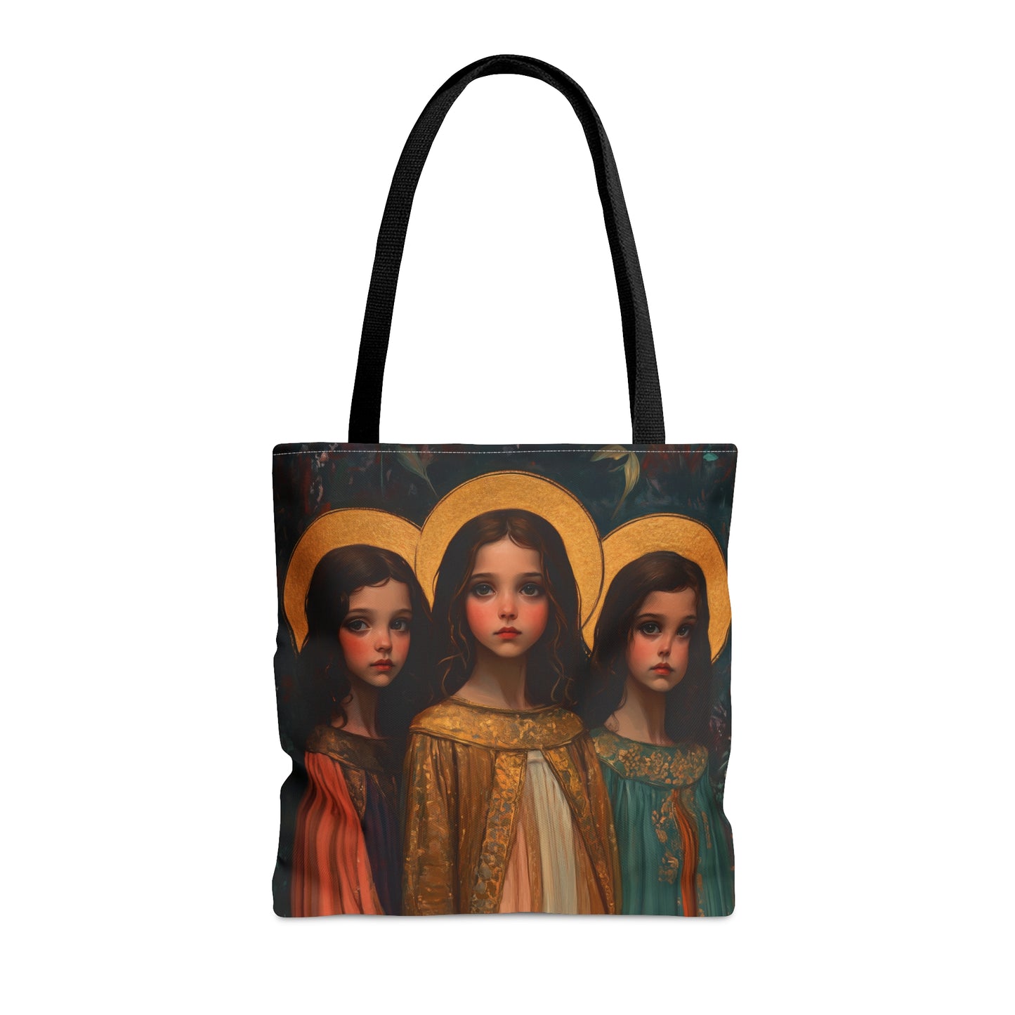 Saints Faith, Hope and Charity - Tote Bag - Large Medium Small Faith Art Bag - Catholic Faith Purse - Double Sided