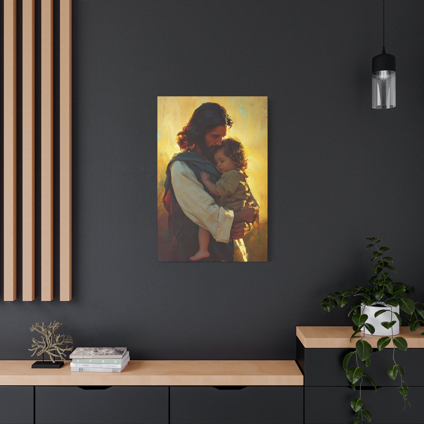 Divine Protector of the Innocent - Christ and Child - Museum Wrapped Canvas - Print - Religious Art for your Home - Christian art print