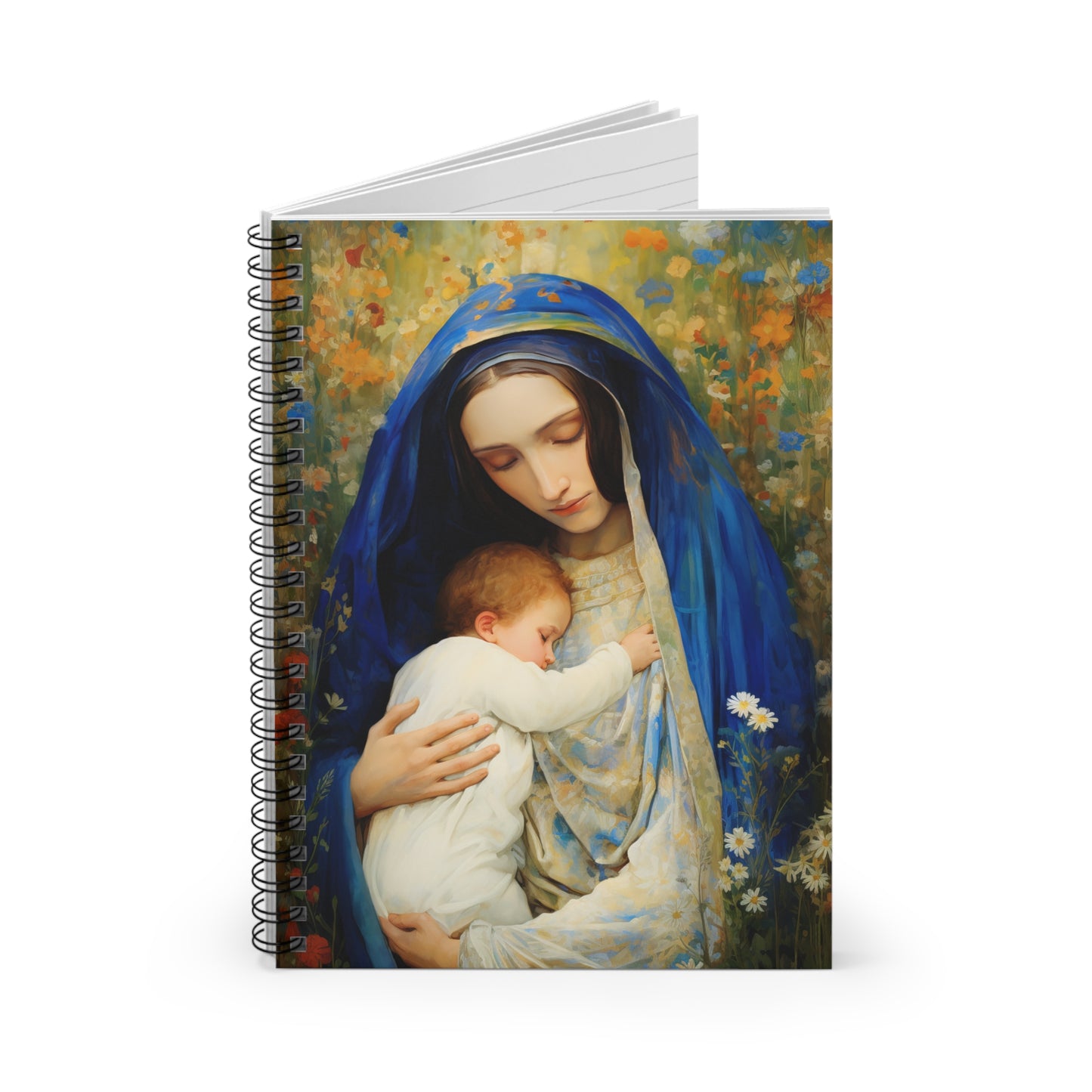 The Eternal Mother Mary and the Infant Jesus Journal - Sanctified Souls Art - Religious Based Notebook - Spiral Notebook - Mother Mary