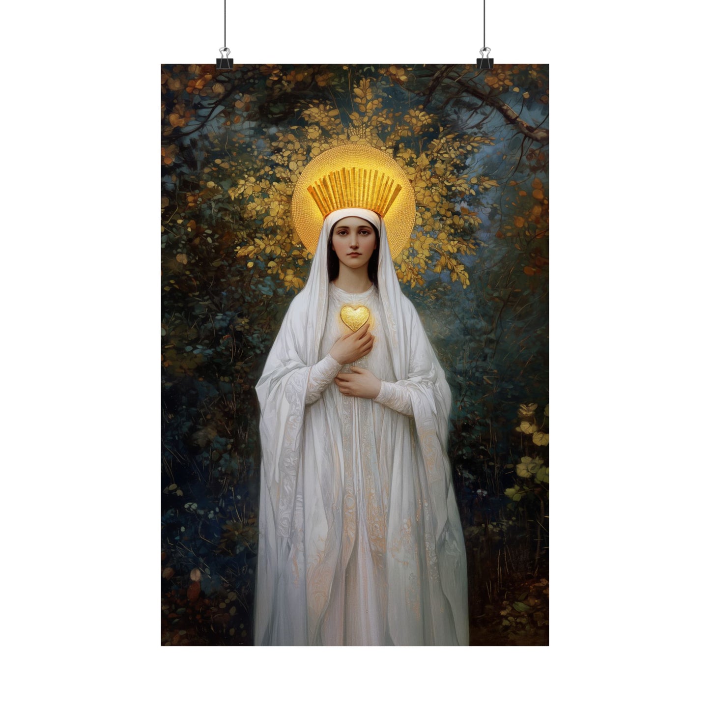 Our Lady of Beauraing - Our Lady of the Golden Heart - Marian Art - Sanctified Souls Print - Multiple Sizes - Premium Vertical Posters
