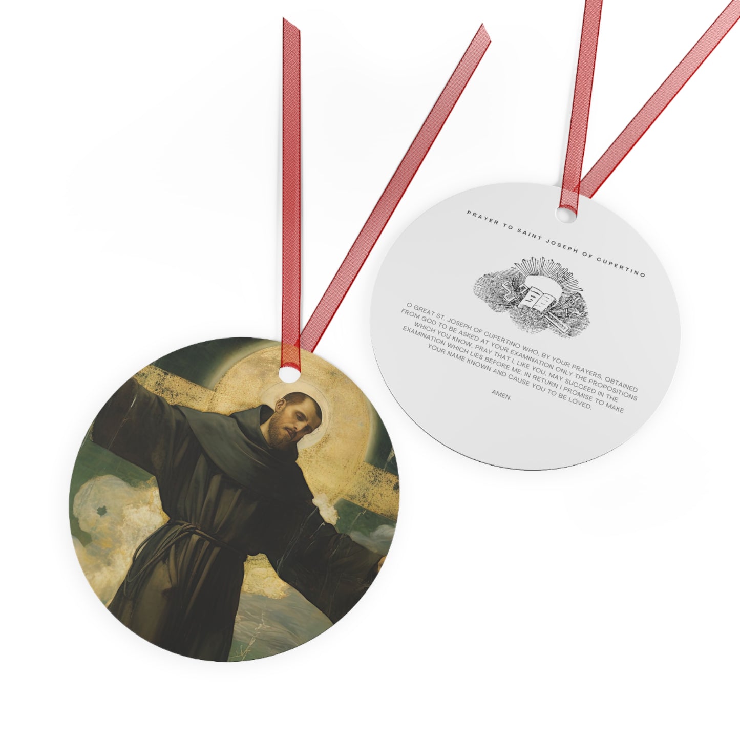 Saint Joseph of Cupertino Metal Ornament - Religious Holiday Christmas Ornament and Keepsake - Double sided Keepsake Religious Ornament