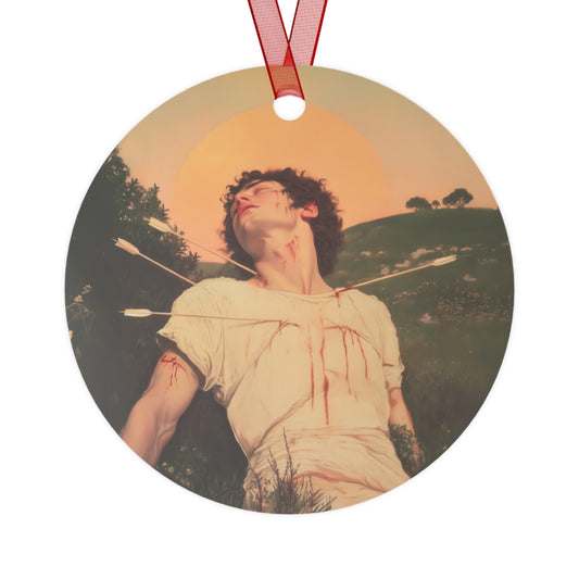 Saint Sebastian Metal Ornament - Religious Holiday Christmas Ornament and Keepsake - Prayer Ornament
