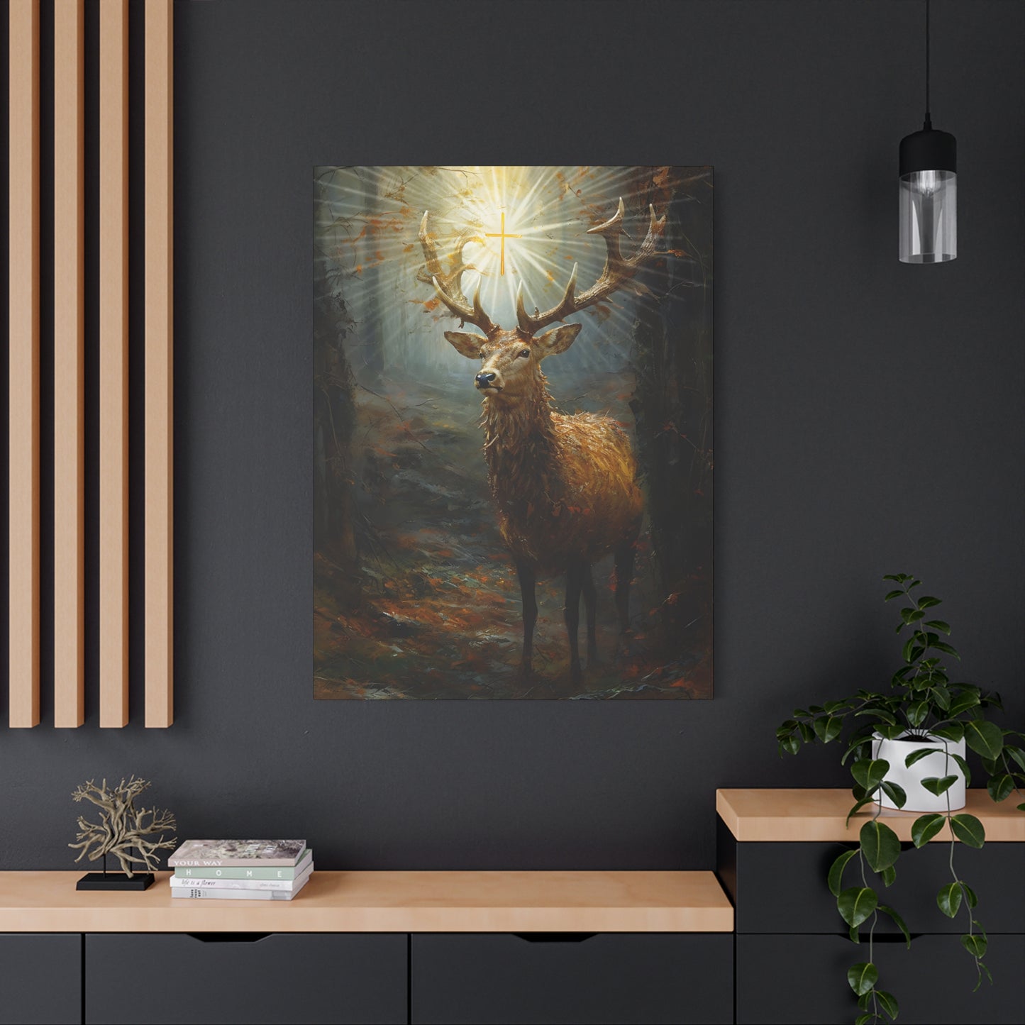 The Stag of Saint Hubert / Saint Hubertus Stag - Museum Wrapped Canvas - Sanctified Souls Print - Religious Art for your Home
