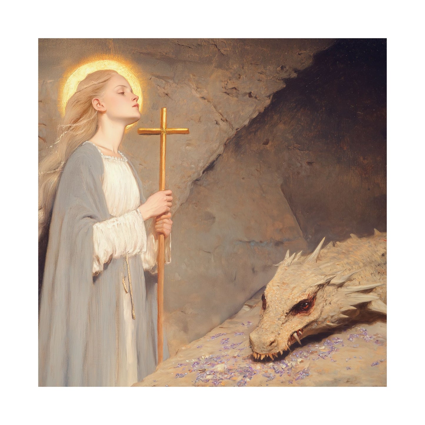 Saint Margaret of Antioch - Sanctified Souls Print - Multiple Sizes - Premium Posters - Catholic Art - Christian Home Decor Artwork