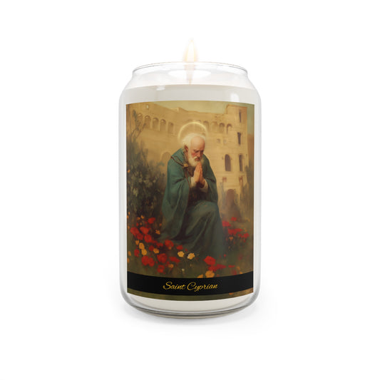Saint Cyprian - Scented Prayer Candle, 13.75oz -  Candle - Catholic Art - prayer room Scented Candle - Martyr Art