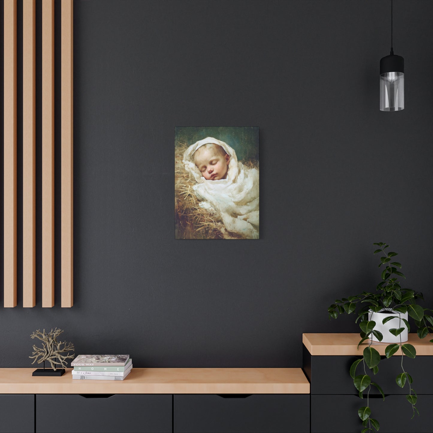 The Christ Child Resting in the Silence of the Manger - Gallery Wrapped Canvas - Print - Religious Art for your Home - Catholic Art Print