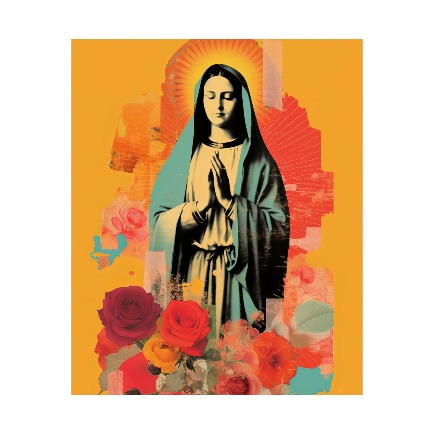 Roses of Tepeyac - Our Lady of Guadalupe   - Sanctified Souls Print - Multiple Sizes - Premium Matte Vertical Posters