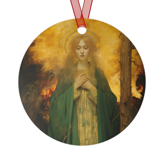 Saint Afra Metal Ornament - Religious Holiday Christmas Ornament and Keepsake - Double sided - Prayer Ornament
