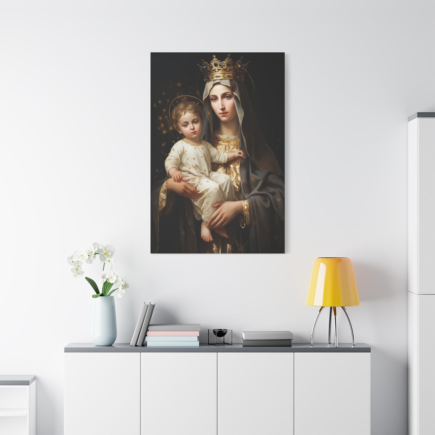 Our Lady of Mount Carmel - Museum Wrapped Canvas - Sanctified Souls Print - Mary the Blessed Virgin