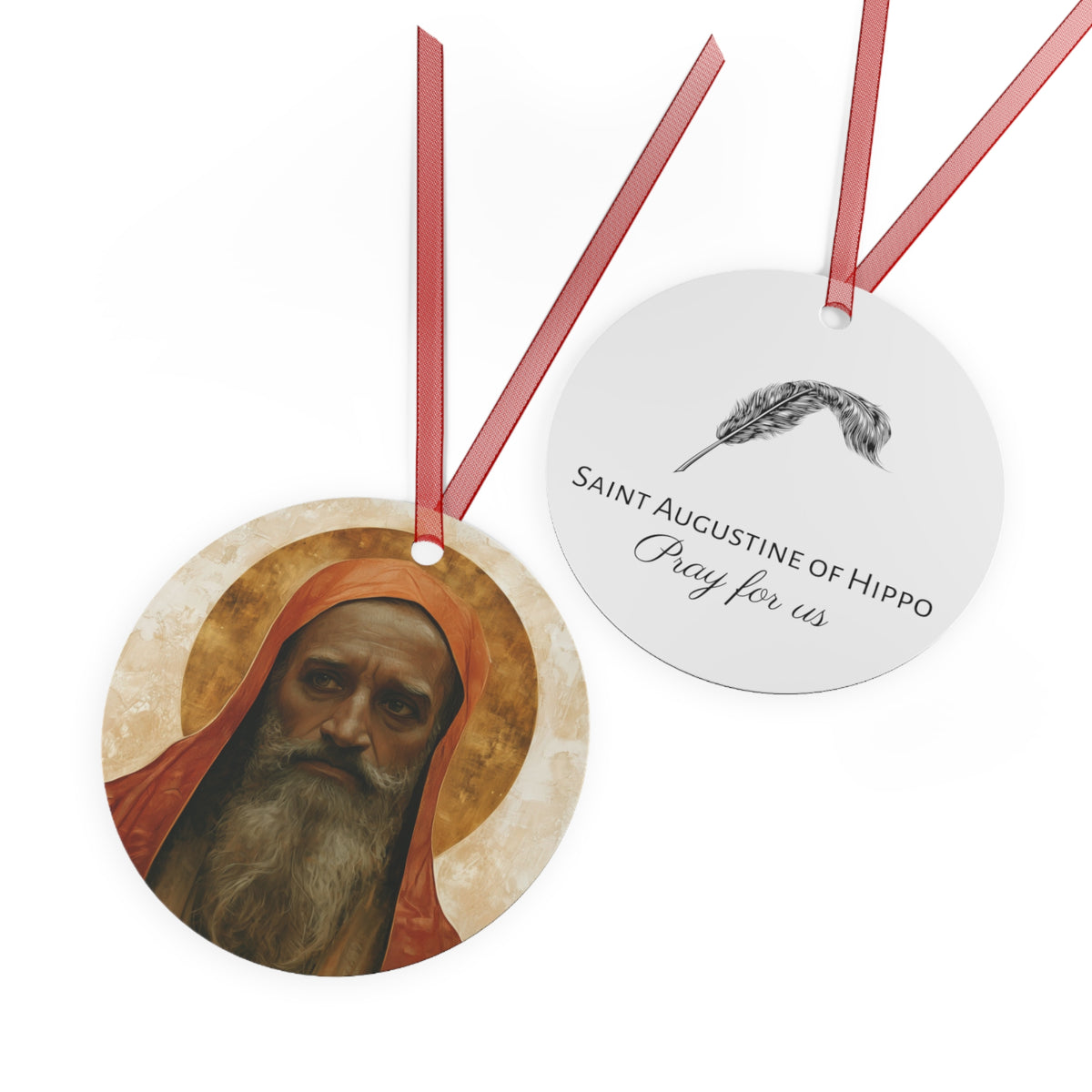 Saint Augustine of Hippo Metal Ornament - Religious Holiday Christmas Ornament and Keepsake - Double sided