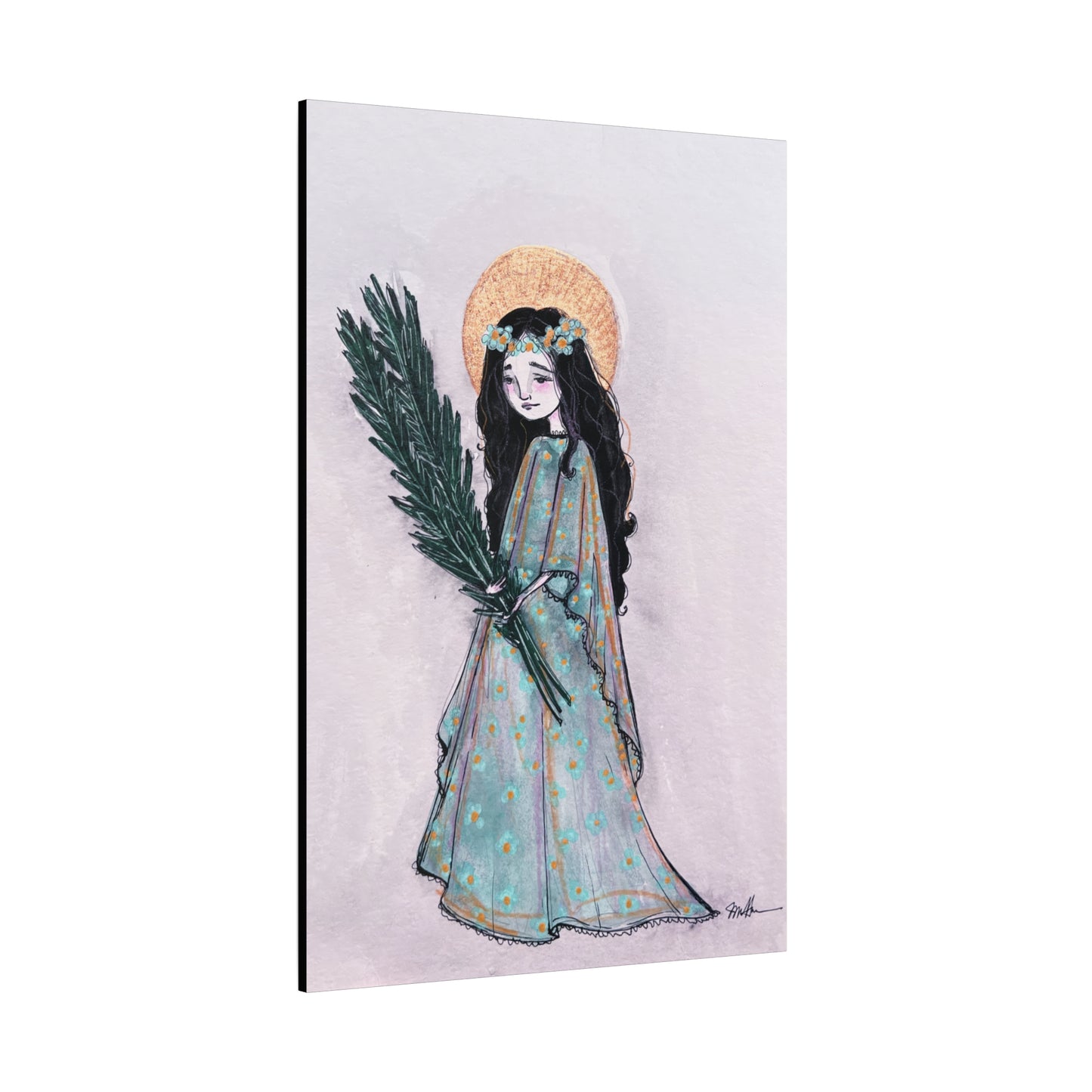 Saint Faith Canvas Print - Hand-Drawn Art - Catholic Print | Faith Hope and Charity Sacred Art | Sanctified Solocosmo Religious Artwork