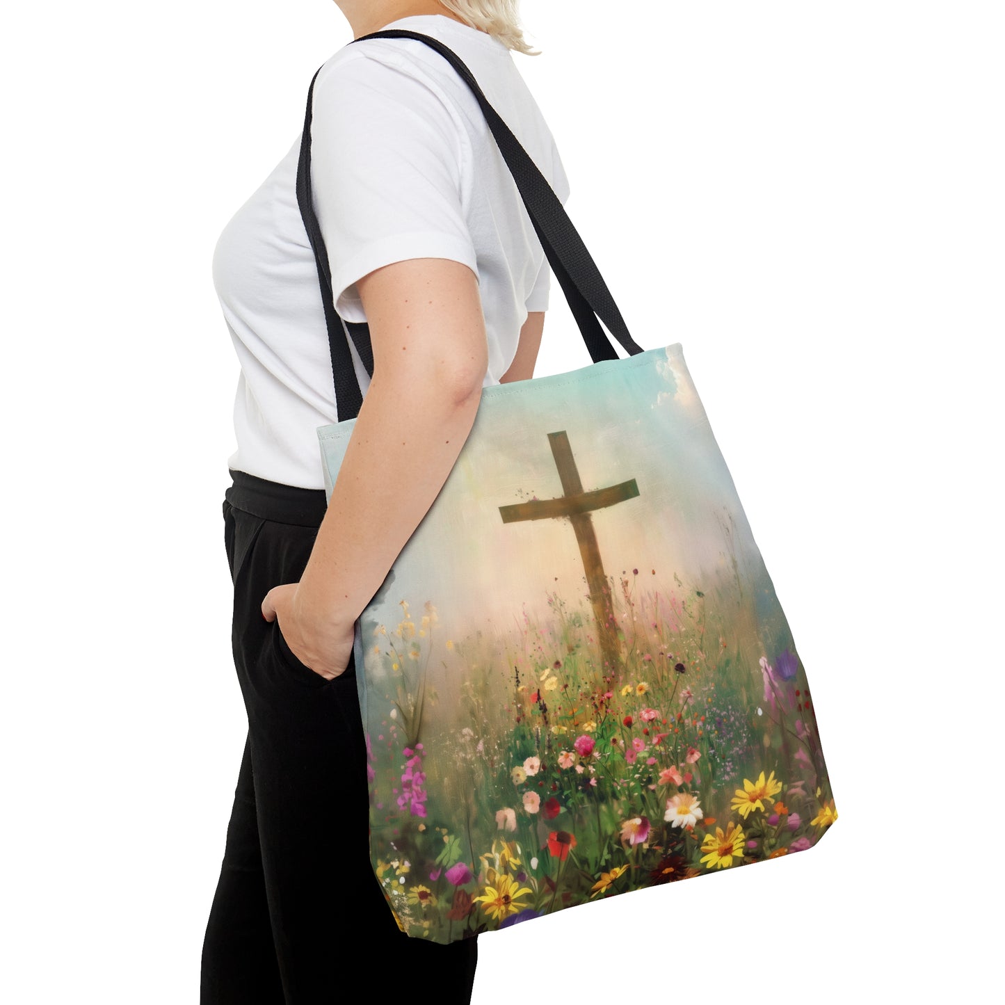 The Cross That Called the Earth to Life Tote Bag - Large Medium Small Faith Art Bag - Catholic Faith Purse - Double Sided