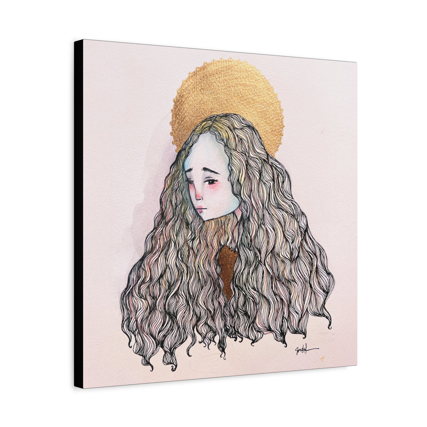 Saint Philomena Canvas Print - Hand-Drawn Catholic Art Print | Christian Sacred Wall Art | Sanctified Solocosmo Religious Artwork