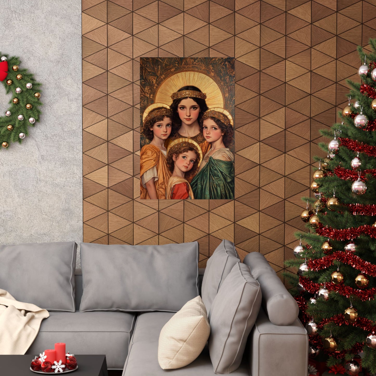 Saints Sophia, Faith, Hope and Charity - Sanctified Souls Print - Multiple Sizes - Premium Posters - Catholic Art - Christian