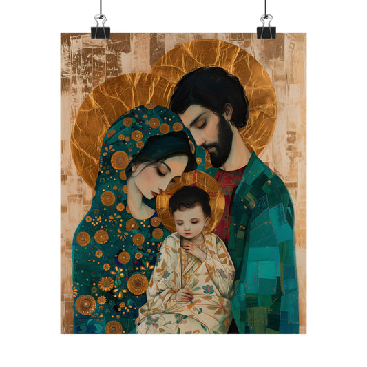 Sacred Love- The Holy Family Portrait - Sanctified Souls Print - Multiple Sizes - Premium Matte Vertical Posters - Jesus, Mary, Joseph